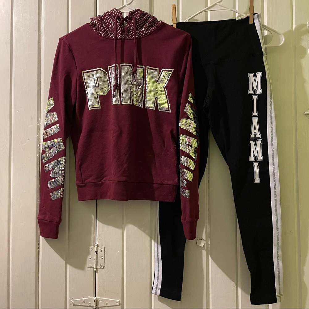 VS PINK bling Miami hoodie and leggings set X-small both